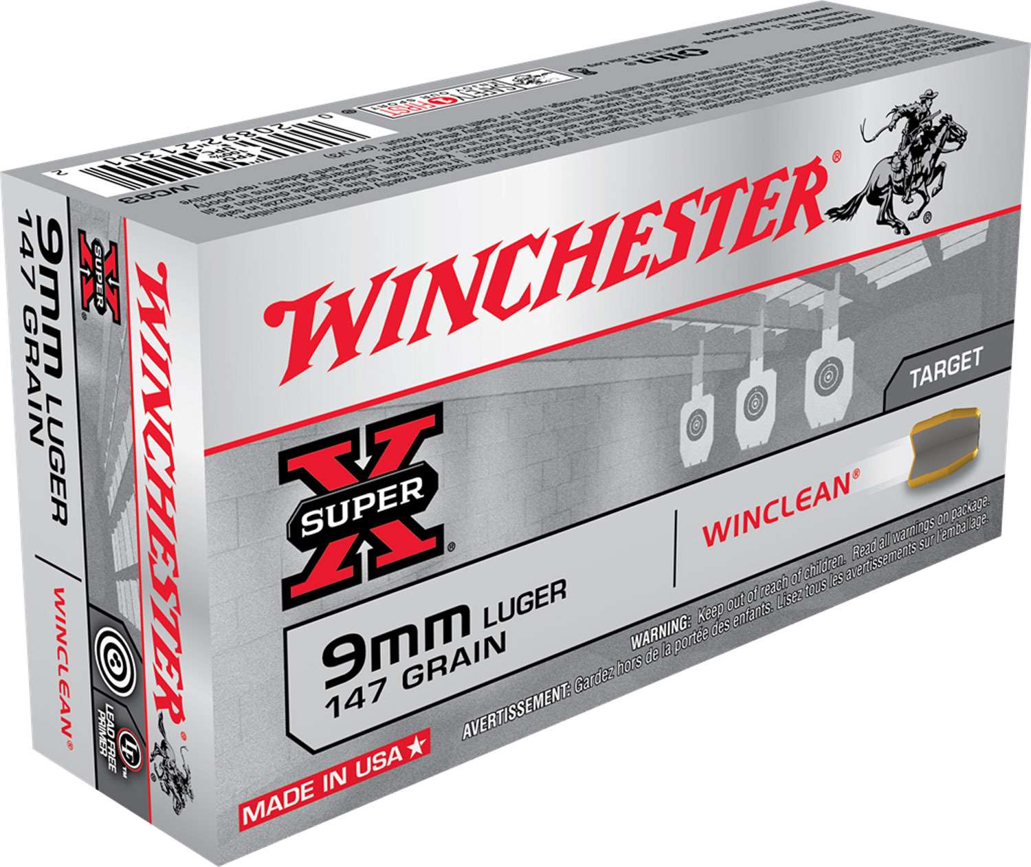 WIN WINCLEAN 9MM 147GR BRASS ENCLOSED 50/10 - Ammunition